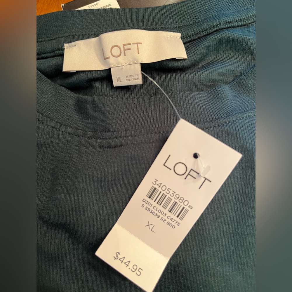 LoftLongLift sleeve knit blend top. Loft. Size XL. Green jersey - Picture 2 of 4